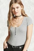 Forever21 Striped Henley Tee