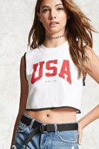 Forever21 Usa Graphic Crop Top