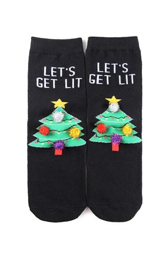 Forever21 Lets Get Lit Graphic Crew Socks