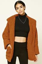 Forever21 Women's  Brown Faux Fur Hooded Jacket