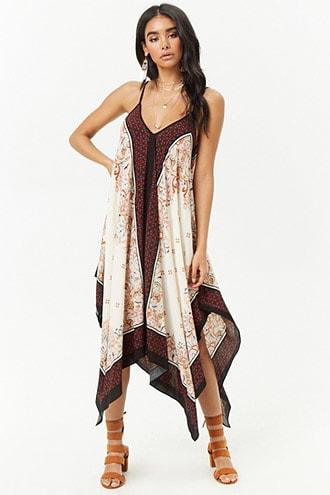 Forever21 Scarf Print Handkerchief-hem Dress