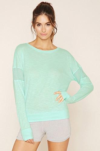 Forever21 Women's Aqua Active Mesh Paneled Top