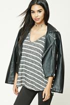 Forever21 Women's  Marled Stripe V-neck Top