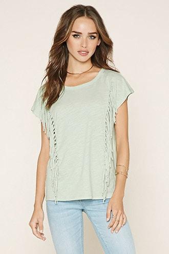 Forever21 Fringed-trim Tee