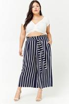 Forever21 Plus Size Striped Paperbag-waist Culottes