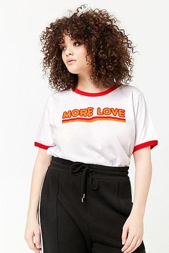 Forever21 Plus Size More Life Graphic Ringer Tee