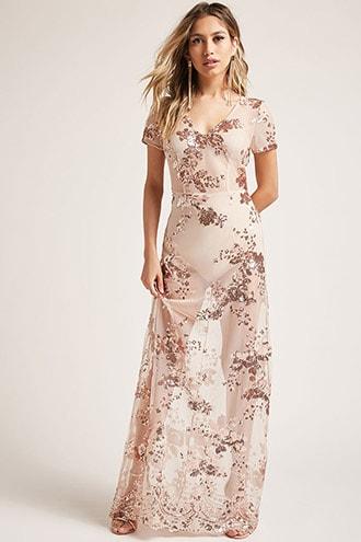 Forever21 Sheer Mesh Sequin Maxi Dress