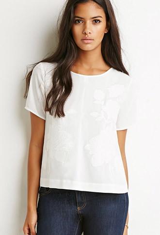 Forever21 Zip-back Embroidered Top