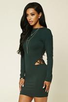 Forever21 Women's  Hunter Green Strappy Cutout Bodycon Dress