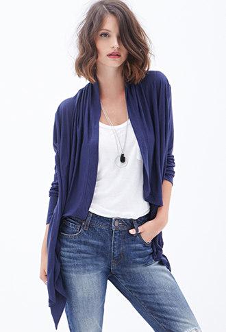 Forever21 Contemporary Draped Open-front Cardigan