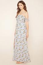 Love21 Women's  Light Blue & Pink Contemporary Floral Maxi Dress