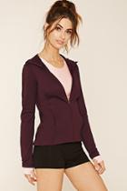 Forever21 Women's  Eggplant & Blush Active Stretch-knit Hoodie