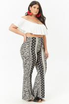 Forever21 Plus Size Floral & Mosaic Flared Pants