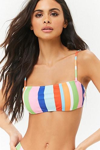 Forever21 Striped Tie-back Bikini Top