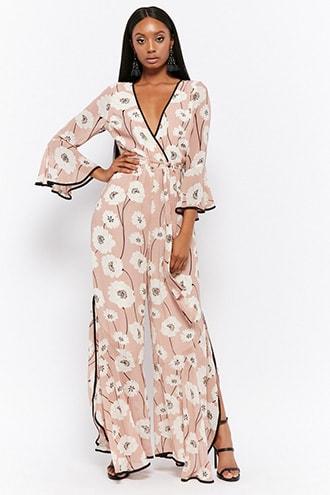 Forever21 Lucca Couture Floral Flare Jumpsuit