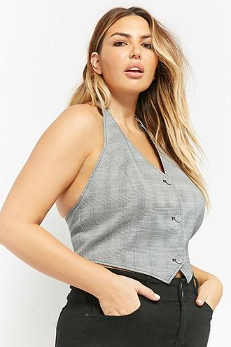 Forever21 Plus Size Eta Glen Plaid Vest