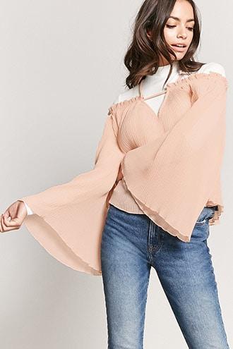 Forever21 Accordion Pleat Off-the-shoulder Top