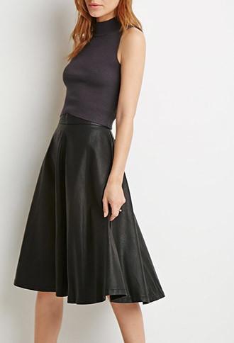 Love21 Faux Leather A-line Skirt