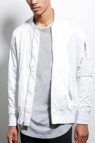 21 Men Men's  White Members Only Bomber Jacket