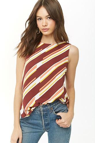 Forever21 Abstract Striped Chiffon Top