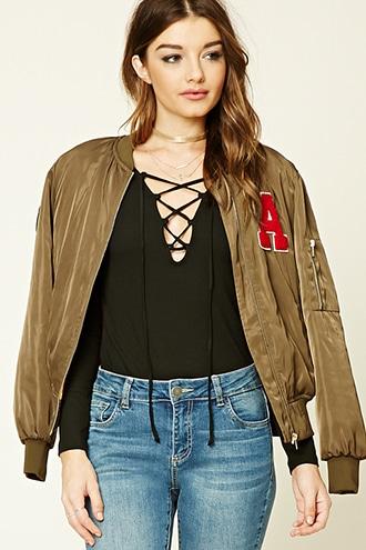 Forever21 Women's  Lace-up Knit Top