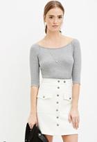 Forever21 Women's  Buttoned Two-pocket Skirt (cream)