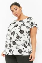 Forever21 Plus Size Floral Tiered-sleeve Top