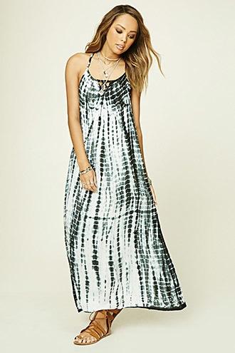 Forever21 Women's  Boho Me Cutout Tie Dye Dress