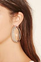 Forever21 Silver & Clear Rhinestone Cutout Hoop Earrings