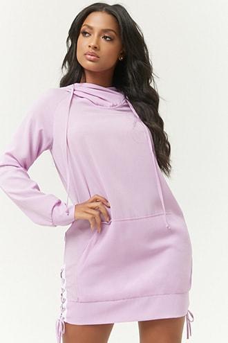 Forever21 Lace-up Crepe Hooded Dress