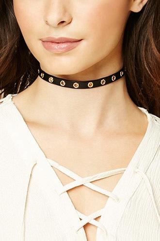 Forever21 Gold & Black Grommet Choker