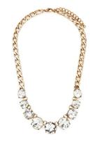 Forever21 Faux Gemstone Statement Necklace (antic Gold/clear)