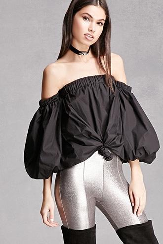 Forever21 Off-the-shoulder Knotted Top