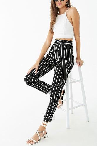 Forever21 Striped Paperbag Ankle Pants