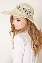 Forever21 Women's  Natural Wide-brim Straw Hat