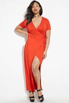 Forever21 Plus Women's  Tomato Plus Size Wrap-front Maxi Dress