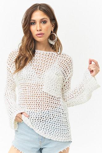 Forever21 Netted Bell Sleeve Sweater