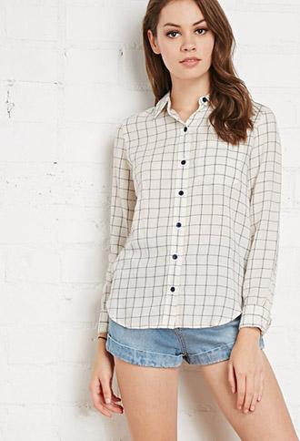 Forever21 Grid-patterned Shirt