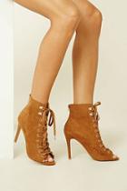 Forever21 Women's  Tan Lace-up Ankle Booties
