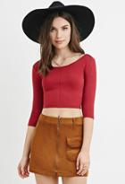 Forever21 Women's  Brick Ribbed Knit Crop Top