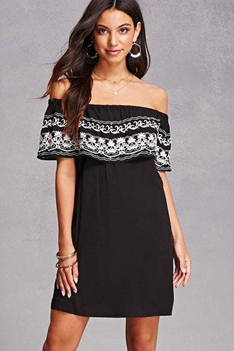 Forever21 Embroidered Flounce Dress