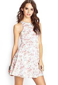 Forever21 Rose Print Skater Dress