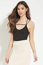 Forever21 Women's  Black Caged-back Cropped Cami