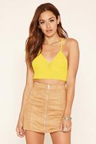 Forever21 Women's  Yellow Crochet Cropped Cami