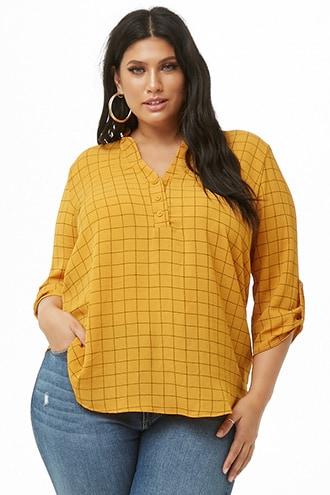 Forever21 Plus Size Grid Print Top