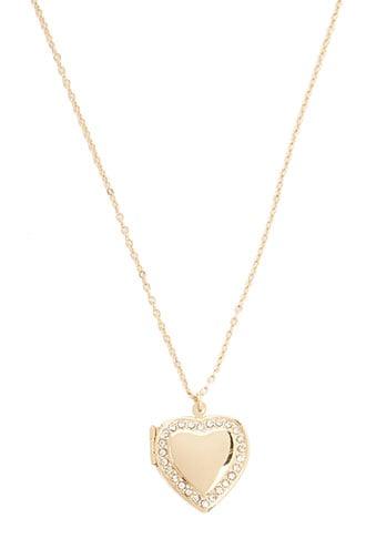 Forever21 Rhinestone-embellished Locket Chain Necklace