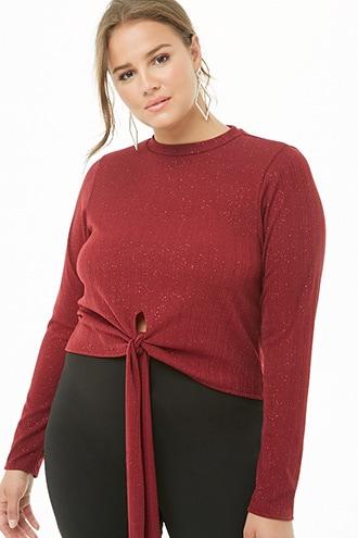 Forever21 Plus Size Knotted Glitter Crop Top