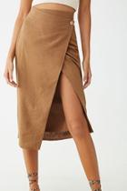 Forever21 Linen-blend Wrap-front Midi Skirt