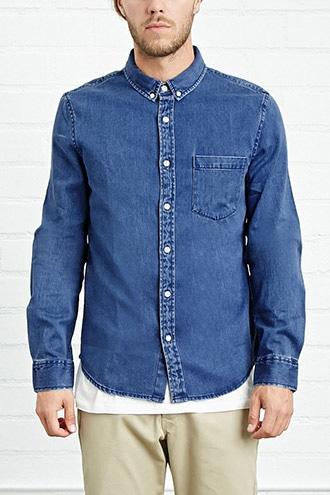 21 Men Men's  Classic Twill Pocket Shirt