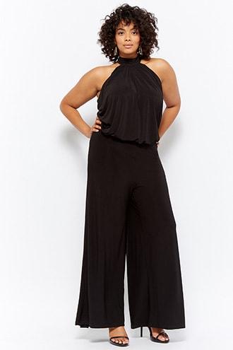 Forever21 Plus Size Mock-neck Wide-leg Jumpsuit